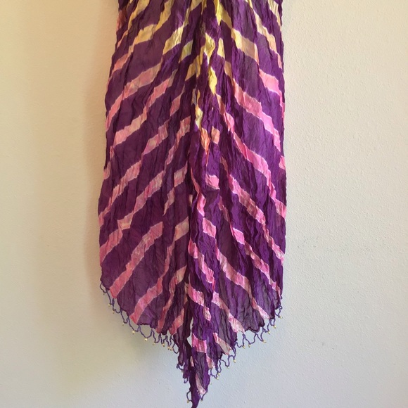 New Beach Purple Eggplant Striped Scarf Wrap Pareo - Picture 10 of 11